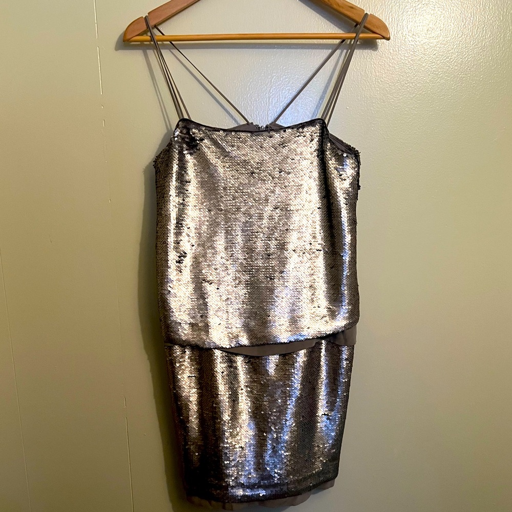 Mini silver sequins dress
